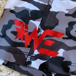Crazy pants camo grey white bllred logo allstar cheer team girls adult medium
